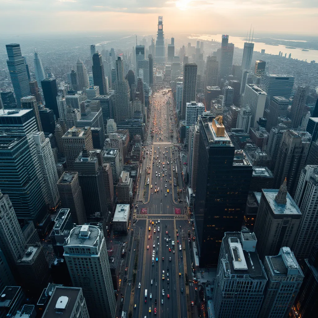 Fotografía aérea de la ciudad financiera con edificios altos